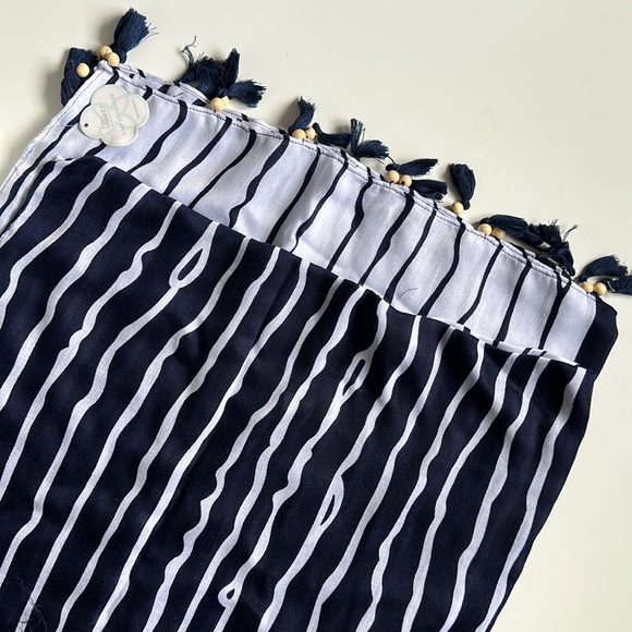 Blue and White Striped Scarf or wrap - Picture 3 of 3